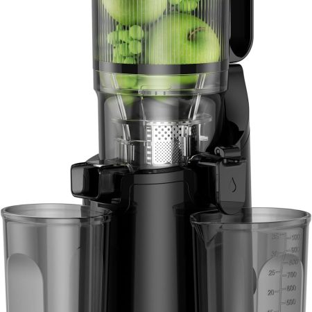 Cold Press Juicer,  Slow Masticating Machines with 5.4" Extra Large Feed Chute Fit Whole Fruits & Vegetables Easy Clean Self Feeding Effortless for Batch Juicing, High Juice Yield, BPA Free 250W