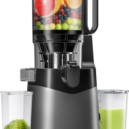 Cold Press Juicer, 5.8" Extra Large Feed Chute Fit Whole Fruits & Vegetables, 350W Slow Masticating Juicer Machines, Easy to Clean, High Juice Yield
