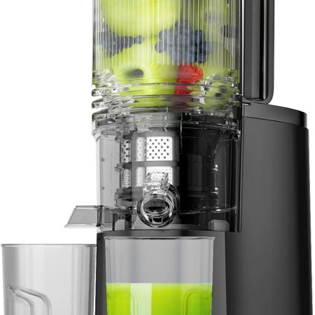 Cold Press Juicer, 5.4" Wide Feed Chute Juice Extractor Machine with 400W, High Juice Yield, Slow Masticating Juicer for Whole Vegetables & Fruits